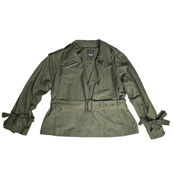 NWT Simply Vera Wang Short Trench Coat/Safari Jacket Olive Green Sz XL Womens - Picture 1 of 15